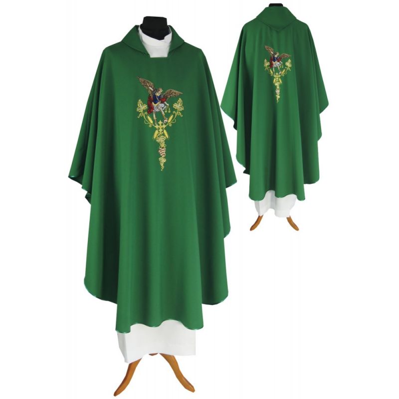 Ornat gotycki haftowany, zielony - Michał Archanioł (88K) - Ornat gotycki haftowany, zielony - Michał Archanioł (88K)