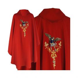 Ornat gotycki haftowany, czerwony - Michał Archanioł (91K)