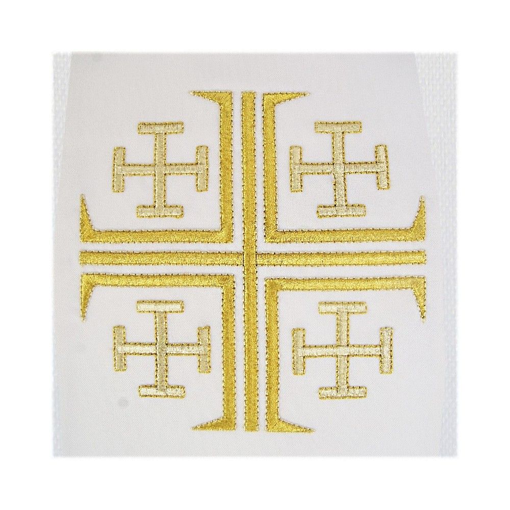 Ornat gotycki haftowany, biały - Krzyże Jerozolimskie (96K) - zdjęcie 3 - Ornat gotycki haftowany, biały - Krzyże Jerozolimskie (96K)