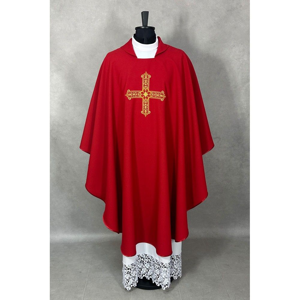 Ornat gotycki haftowany, czerwony - Krzyż (97K) - zdjęcie 2 - Ornat gotycki haftowany, czerwony - Krzyż (97K)