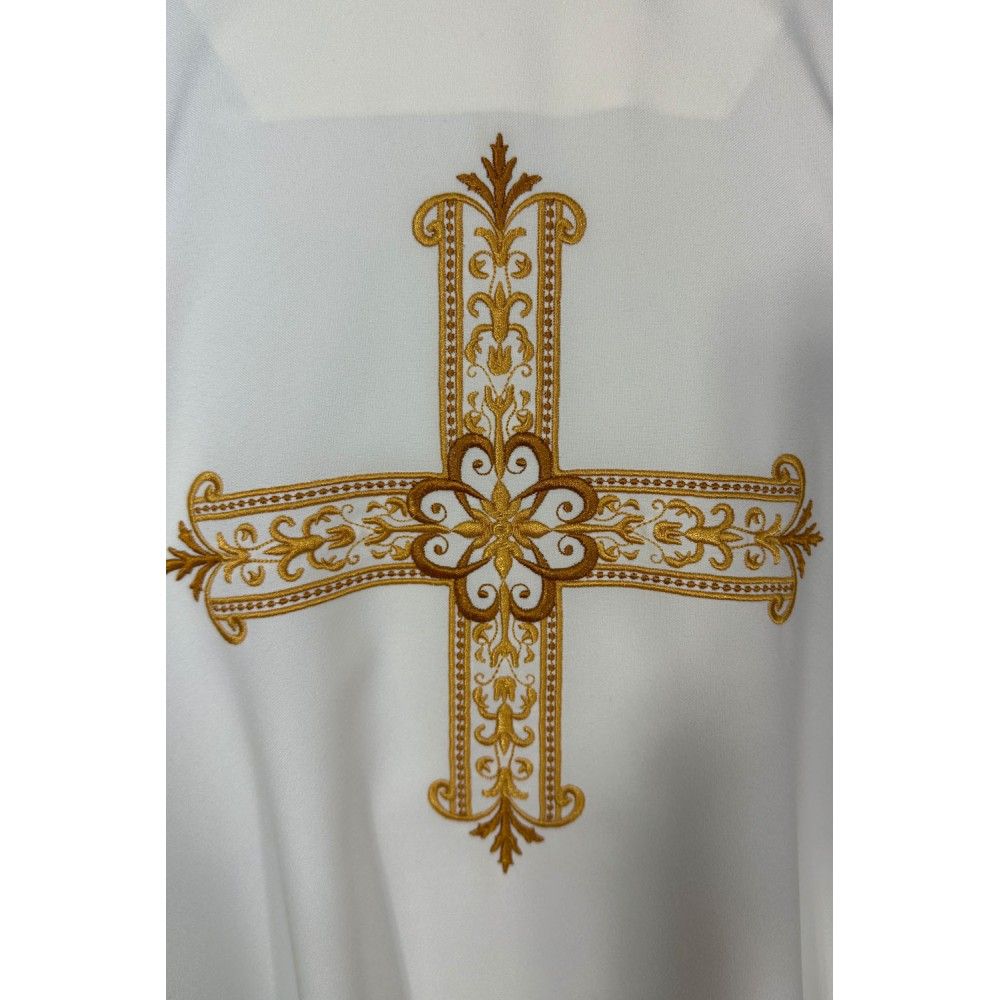 Ornat gotycki haftowany, ecru - Krzyż (98K) - zdjęcie 4 - Ornat gotycki haftowany, ecru - Krzyż (98K)