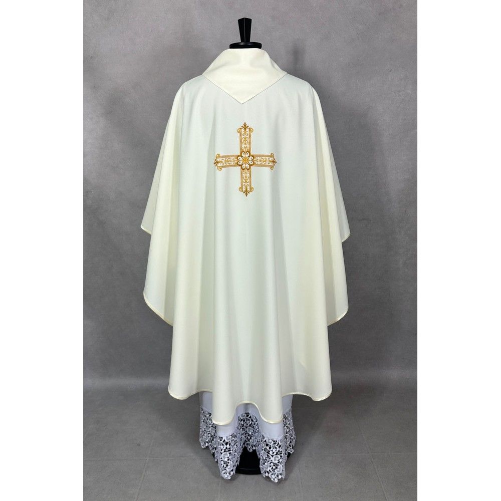 Ornat gotycki haftowany, ecru - Krzyż (98K) - zdjęcie 3 - Ornat gotycki haftowany, ecru - Krzyż (98K)