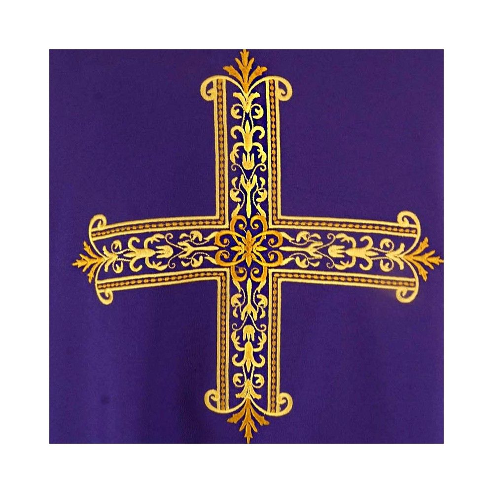 Ornat gotycki haftowany, fioletowy - Krzyż (99K) - zdjęcie 3 - Ornat gotycki haftowany, fioletowy - Krzyż (99K)