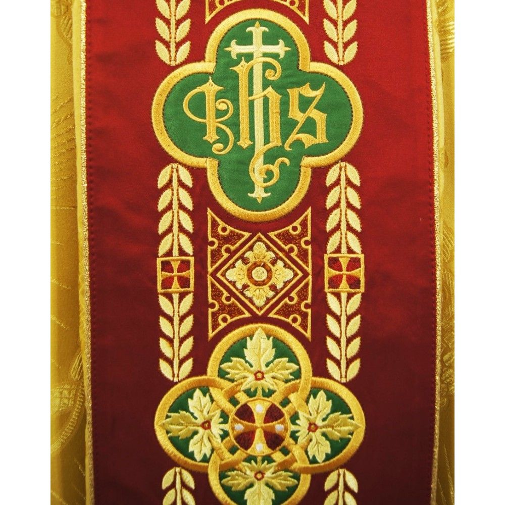 Ornat gotycki złoty, haftowany IHS (108K) - zdjęcie 2 - Ornat gotycki złoty, haftowany IHS (108K)