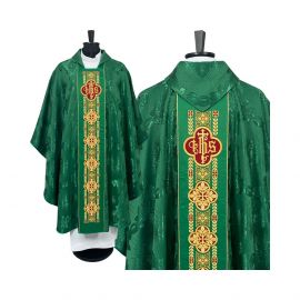 Ornat gotycki zielony, haftowany IHS (109K)