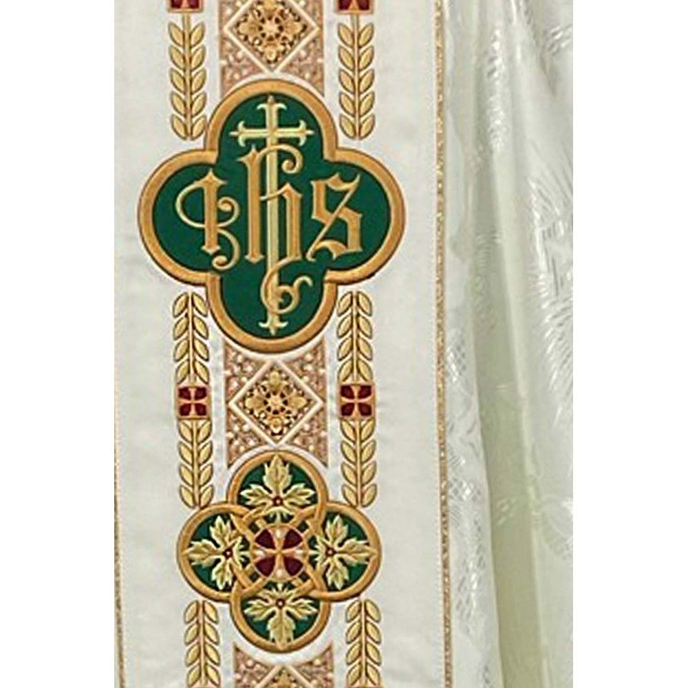 Ornat gotycki ecru, haftowany IHS (111K) - zdjęcie 2 - Ornat gotycki ecru, haftowany IHS (111K)