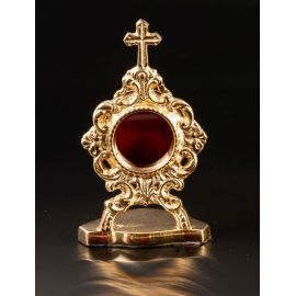 Relikwiarz mosiężny, pozłacany - 10 cm (28)