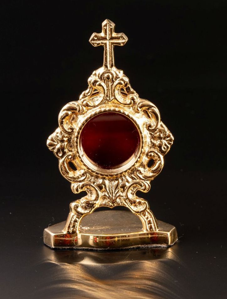 Relikwiarz mosiężny, pozłacany - 10 cm (28)