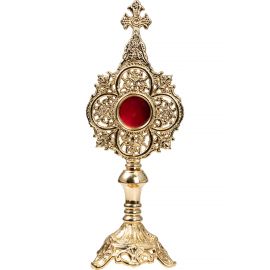 Relikwiarz mosiężny, pozłacany - 34 cm (32)
