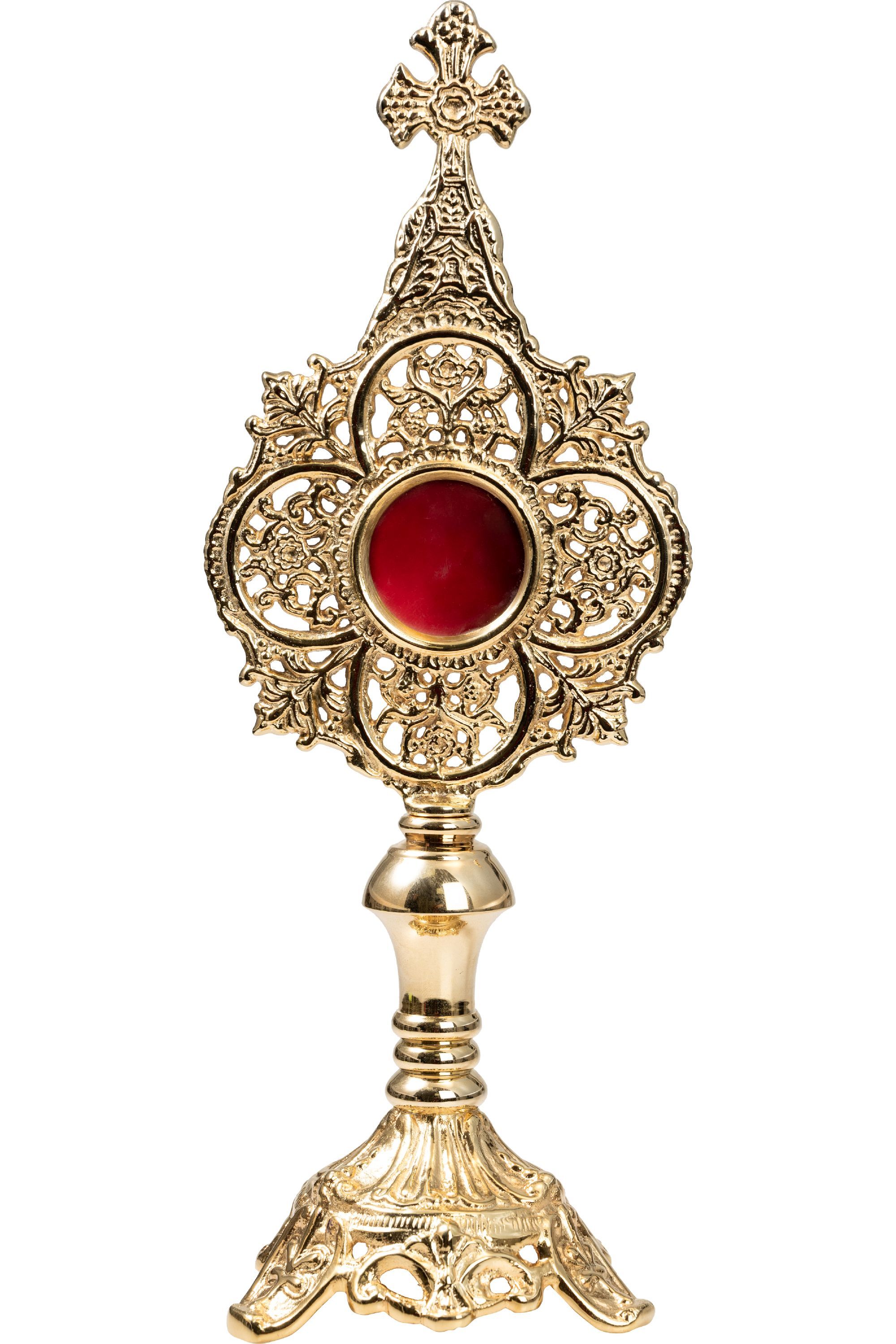 Relikwiarz mosiężny, pozłacany - 34 cm (32)