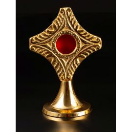 Relikwiarz mosiężny, pozłacany - 12 cm (33)