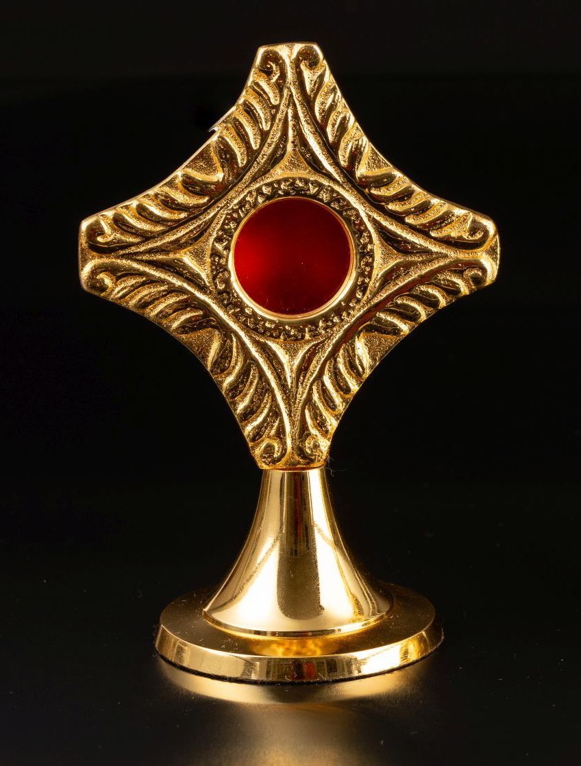 Relikwiarz mosiężny, pozłacany - 12 cm (33)