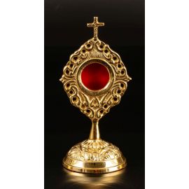 Relikwiarz mosiężny, pozłacany - 14 cm (34)