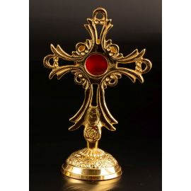 Relikwiarz mosiężny, pozłacany - 17 cm (35)
