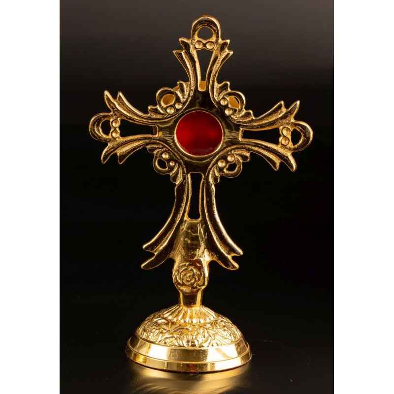 Relikwiarz mosiężny, pozłacany - 17 cm (35) - Relikwiarz mosiężny, pozłacany - 17 cm (35)