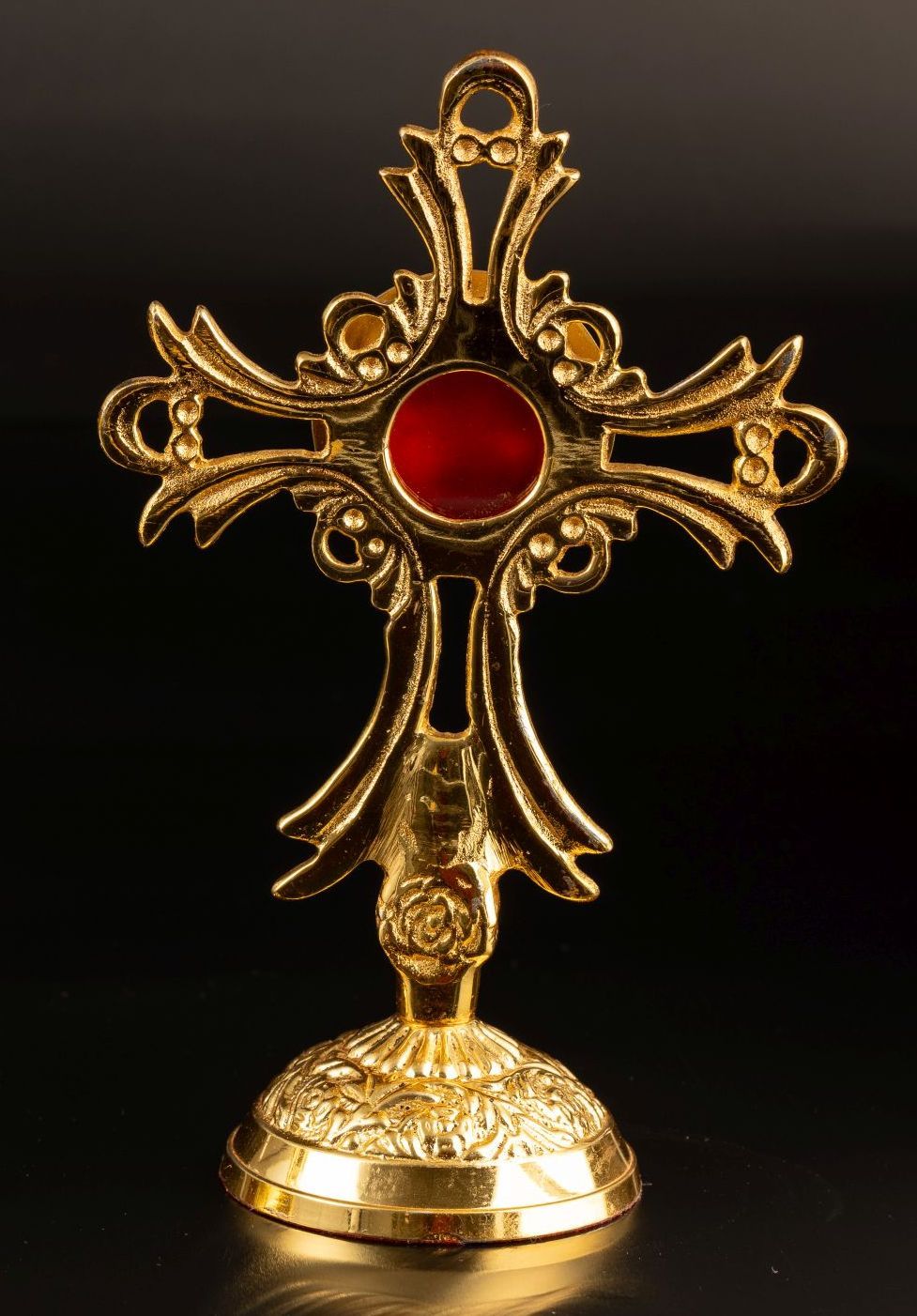 Relikwiarz mosiężny, pozłacany - 17 cm (35)