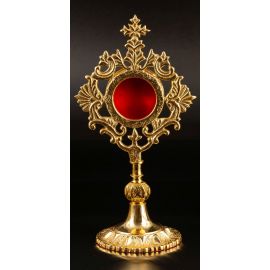 Relikwiarz mosiężny, pozłacany - 25 cm (37)