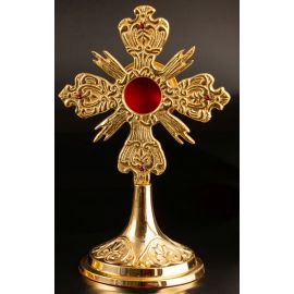 Relikwiarz mosiężny, pozłacany - 22 cm (38)