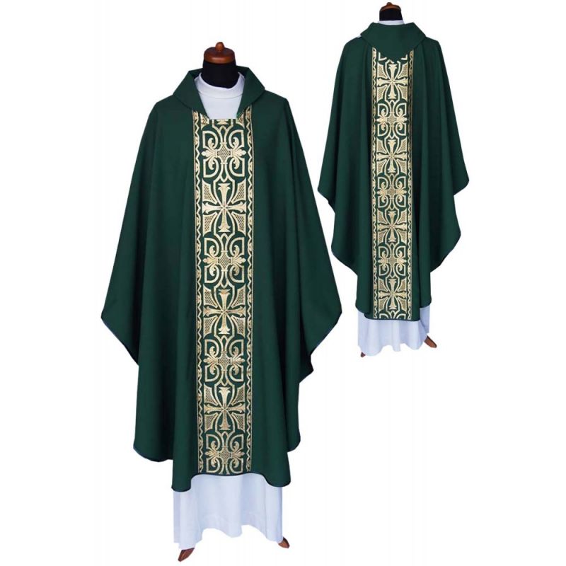 Ornat gotycki zielony, pas tkany krzyż (119K) - Ornat gotycki zielony, pas tkany krzyż (119K)