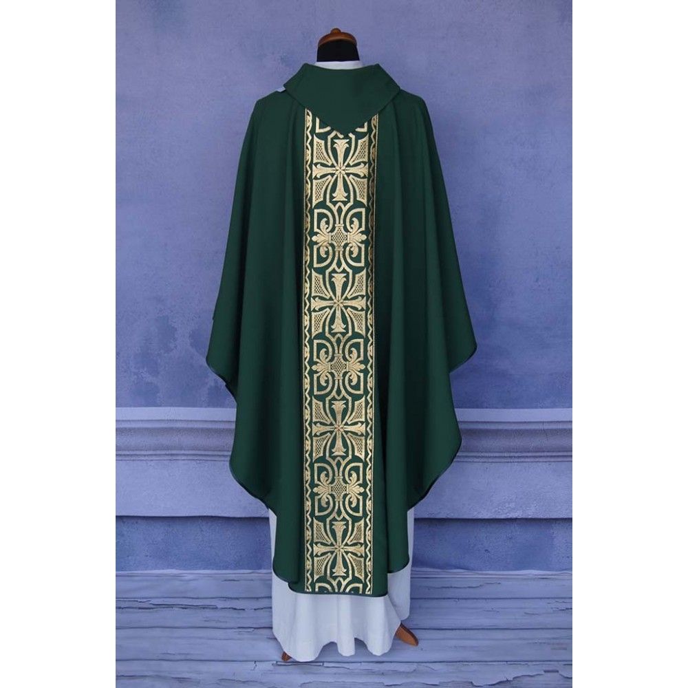Ornat gotycki zielony, pas tkany krzyż (119K) - zdjęcie 3 - Ornat gotycki zielony, pas tkany krzyż (119K)
