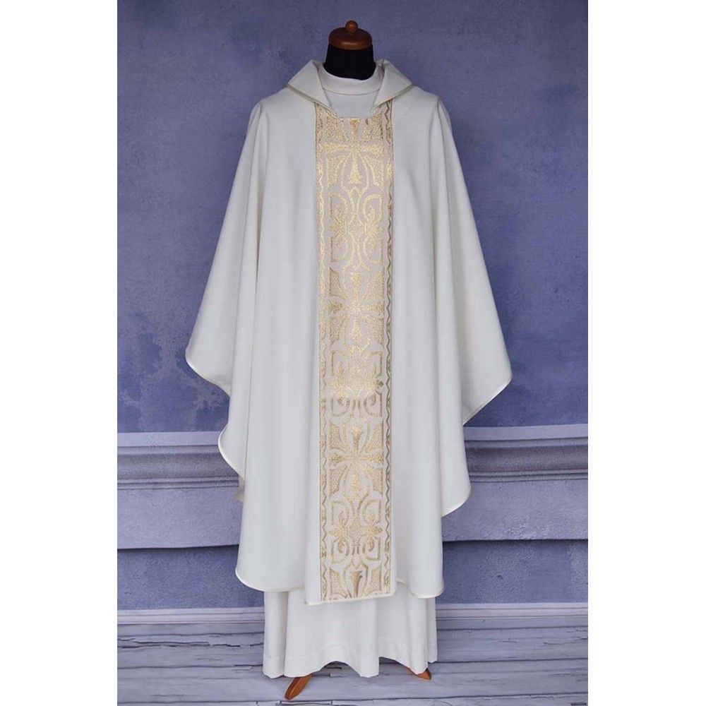 Ornat gotycki ecru, pas tkany krzyż (120K) - zdjęcie 2 - Ornat gotycki ecru, pas tkany krzyż (120K)