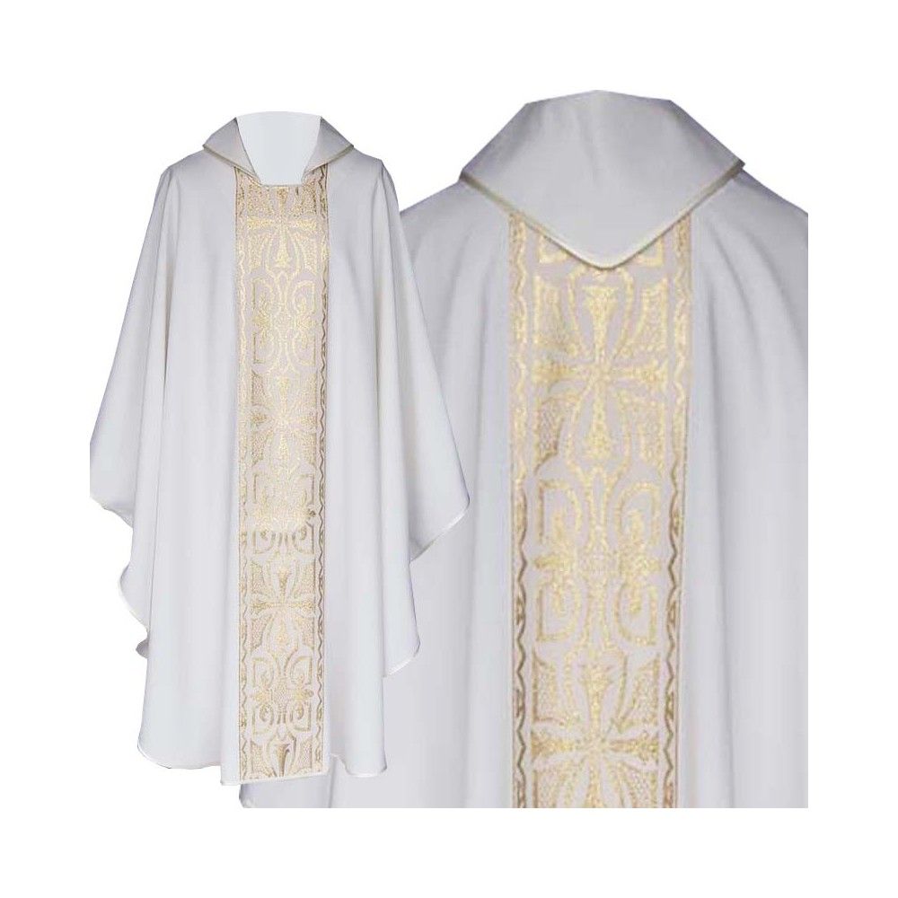 Ornat gotycki ecru, pas tkany krzyż (120K)