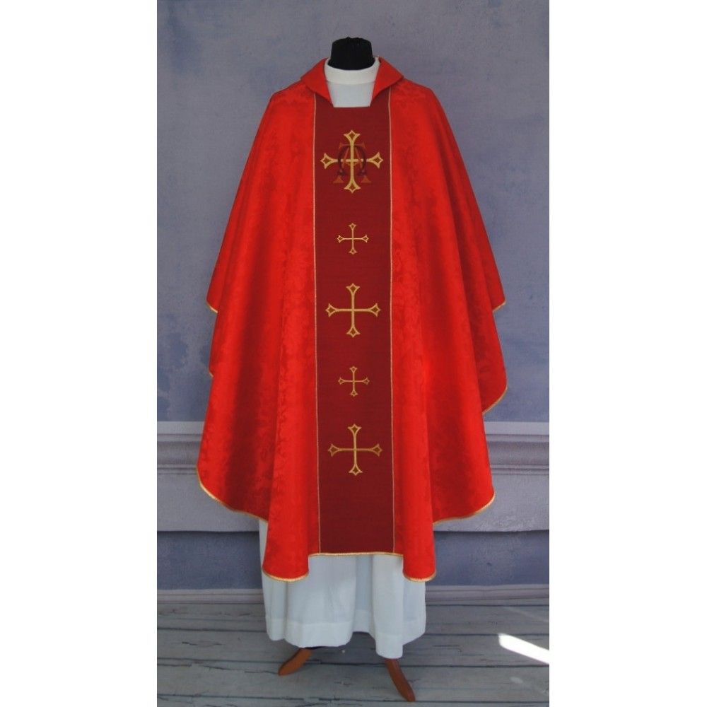 Ornat gotycki czerwony, haftowany Alfa i Omega (138K) - zdjęcie 2 - Ornat gotycki czerwony, haftowany Alfa i Omega (138K)