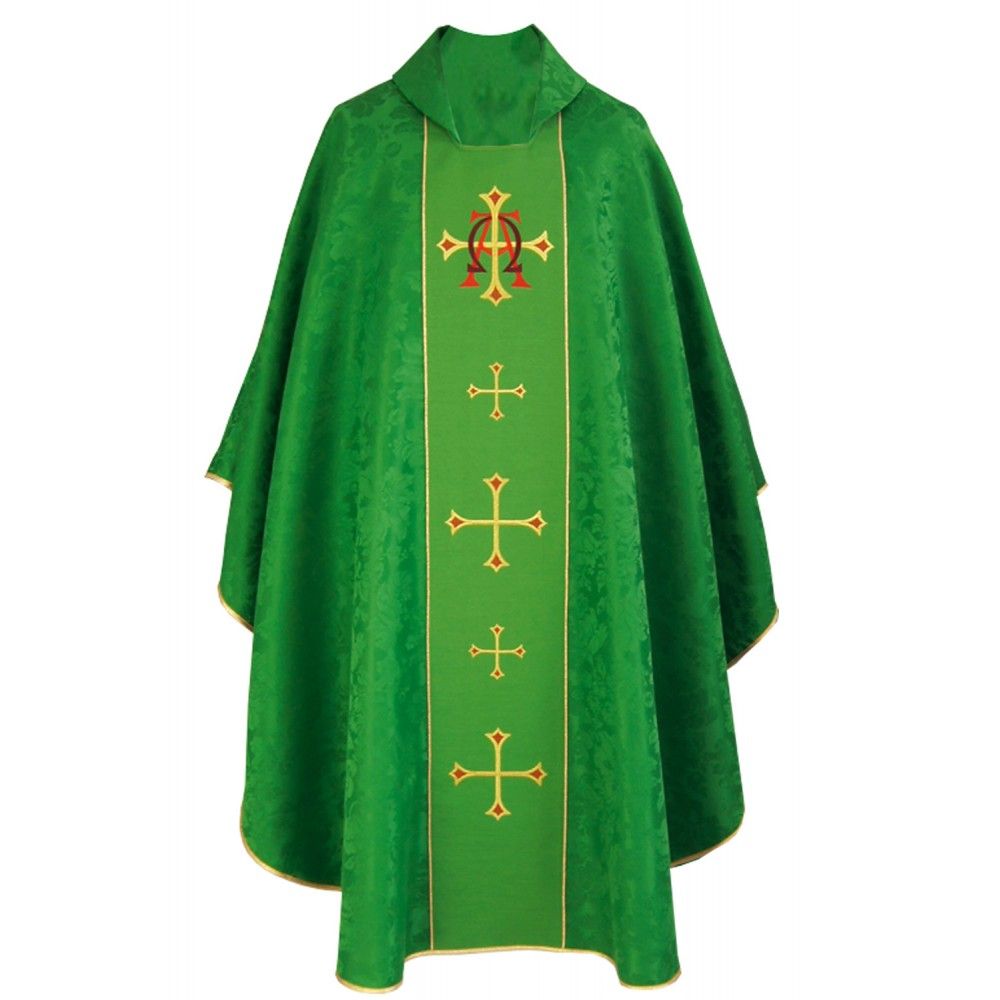 Ornat gotycki zielony, haftowany Alfa i Omega (141K) - zdjęcie 2 - Ornat gotycki zielony, haftowany Alfa i Omega (141K)