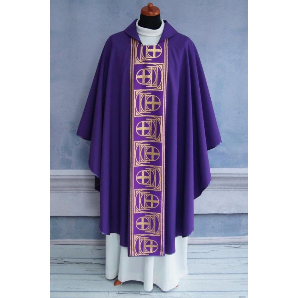 Ornat gotycki fioletowy, tkany pas Krzyż (146K) - zdjęcie 2 - Ornat gotycki fioletowy, tkany pas Krzyż (146K)