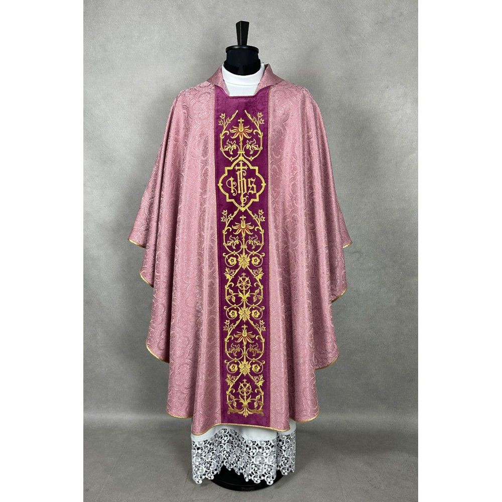 Ornat gotycki blady różowy, haftowany pas aksamit (149K) - zdjęcie 2 - Ornat gotycki blady różowy, haftowany pas aksamit (149K)