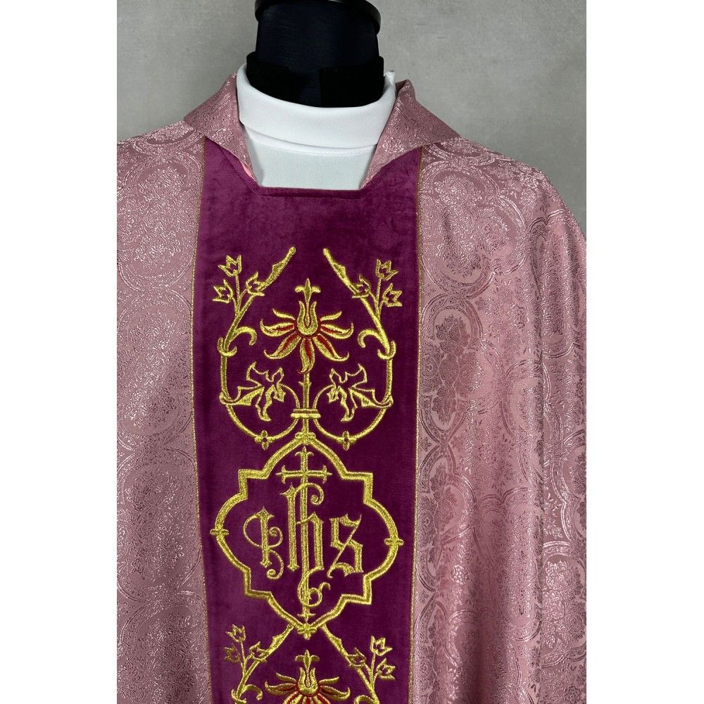 Ornat gotycki blady różowy, haftowany pas aksamit (149K) - zdjęcie 4 - Ornat gotycki blady różowy, haftowany pas aksamit (149K)