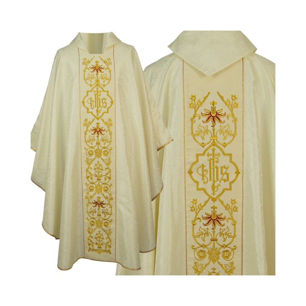 Ornat gotycki ecru, haftowany pas aksamit (152K)