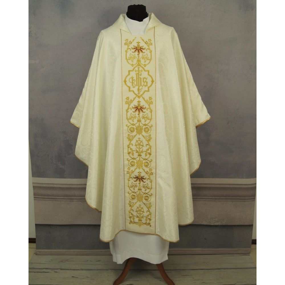 Ornat gotycki ecru, haftowany pas aksamit (152K) - zdjęcie 4 - Ornat gotycki ecru, haftowany pas aksamit (152K)