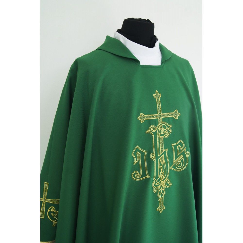Ornat gotycki zielony, haftowany, materiał strecz (154K) - zdjęcie 2 - Ornat gotycki zielony, haftowany, materiał strecz (154K)