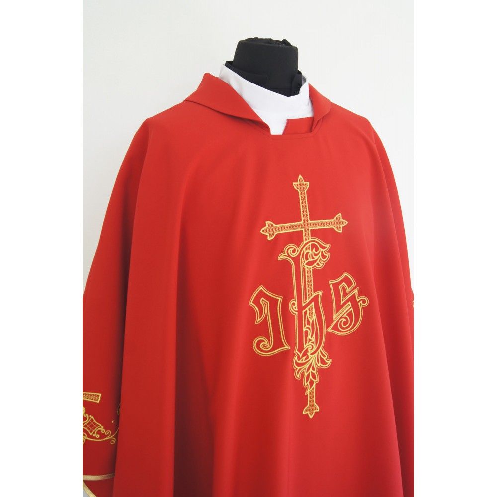 Ornat gotycki czerwony, haftowany, materiał strecz (156K) - zdjęcie 2 - Ornat gotycki czerwony, haftowany, materiał strecz (156K)