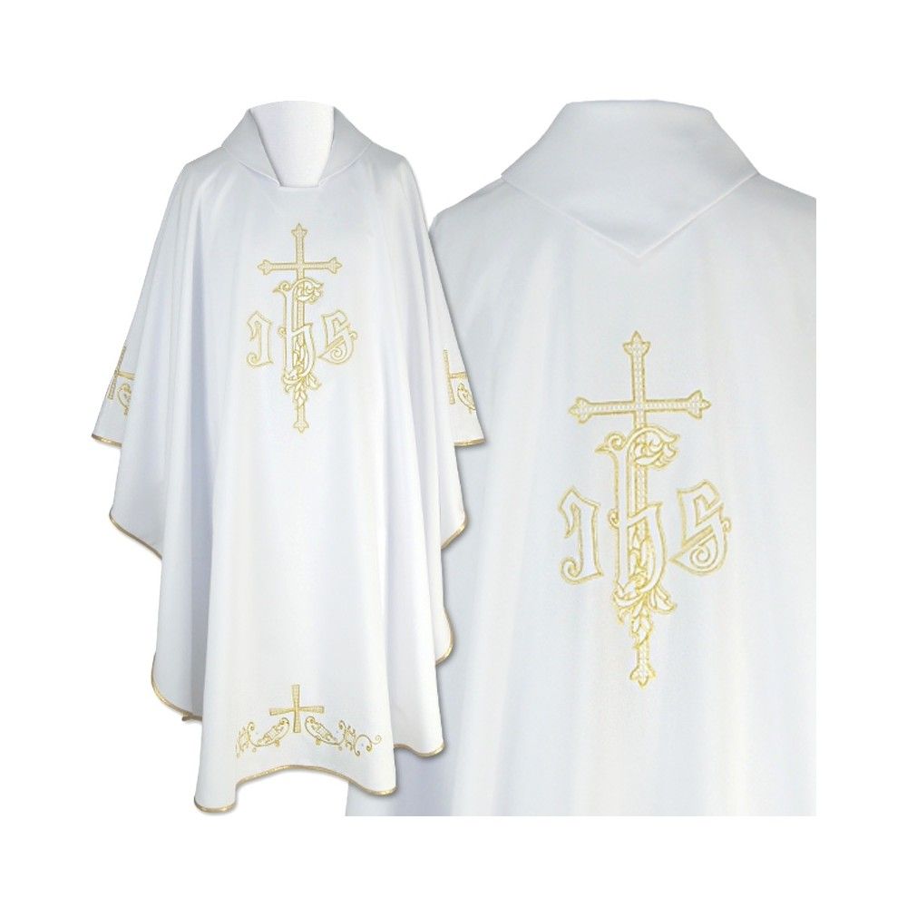 Ornat gotycki biały, haftowany, materiał strecz (157K)