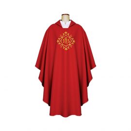 Ornat gotycki czerwony, haftowany, materiał strecz (163K)