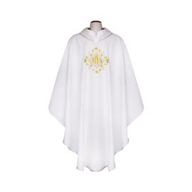 Ornat gotycki biały, haftowany, materiał strecz (164K)