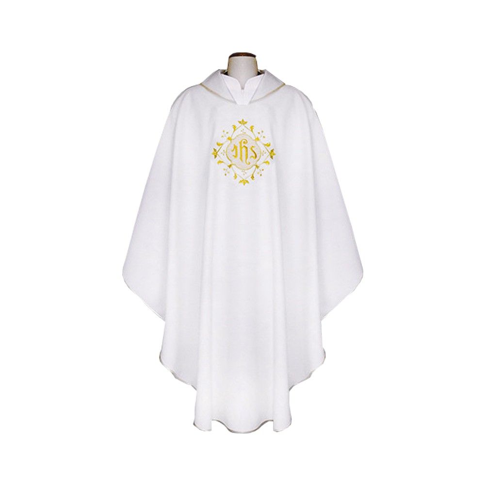 Ornat gotycki biały, haftowany, materiał strecz (164K)