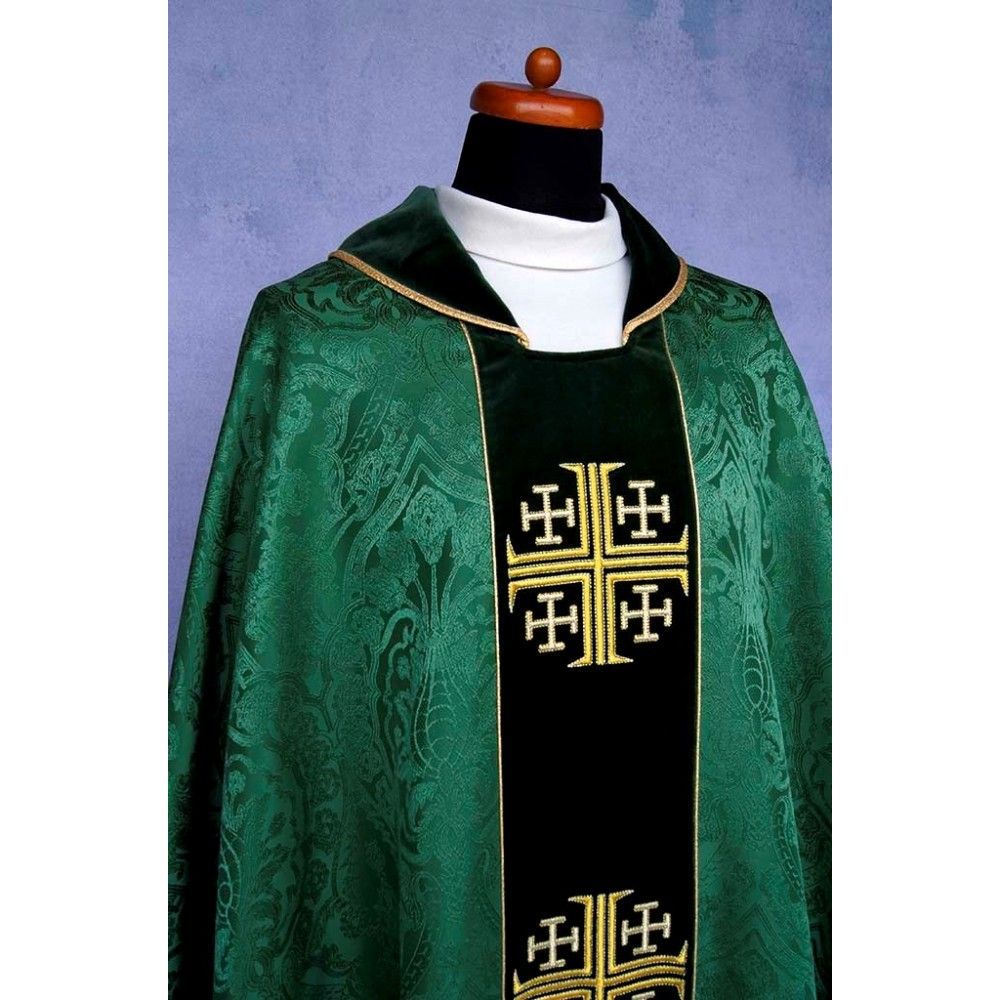 Ornat gotycki zielony, haftowany pas aksamit (167K) - zdjęcie 2 - Ornat gotycki zielony, haftowany pas aksamit (167K)