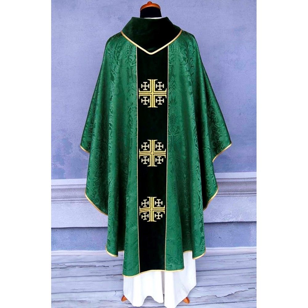 Ornat gotycki zielony, haftowany pas aksamit (167K) - zdjęcie 4 - Ornat gotycki zielony, haftowany pas aksamit (167K)