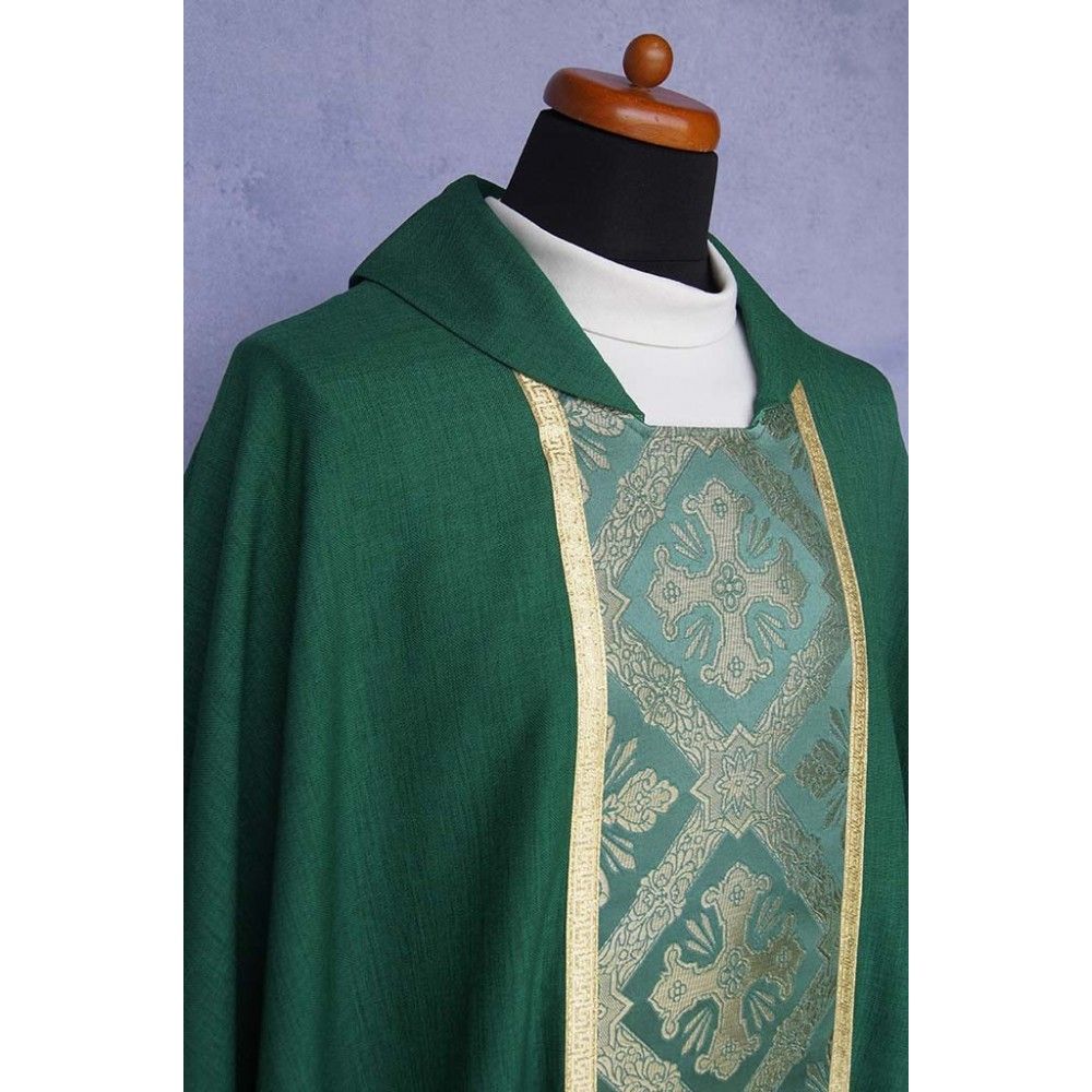 Ornat gotycki zielony, tkany pas Krzyż (168K) - zdjęcie 2 - Ornat gotycki zielony, tkany pas Krzyż (168K)