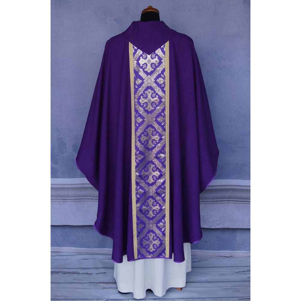 Ornat gotycki fioletowy, tkany pas Krzyż (169K) - zdjęcie 2 - Ornat gotycki fioletowy, tkany pas Krzyż (169K)