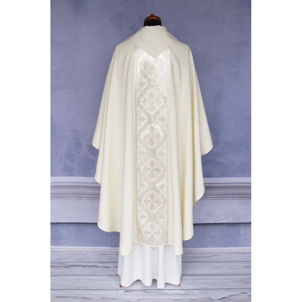 Ornat gotycki ecru, tkany pas Krzyż (170K) - zdjęcie 2 - Ornat gotycki ecru, tkany pas Krzyż (170K)