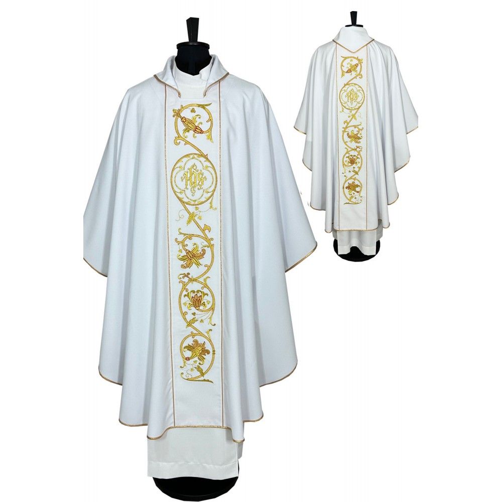 Ornat gotycki biały, haftowany, materiał strecz (175K) - zdjęcie 3 - Ornat gotycki biały, haftowany, materiał strecz (175K)
