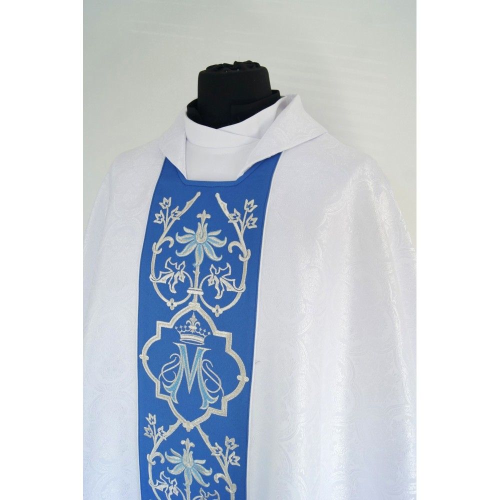 Ornat Maryjny gotycki, biały żakard - zdjęcie 3 - Ornat Maryjny gotycki, biały żakard