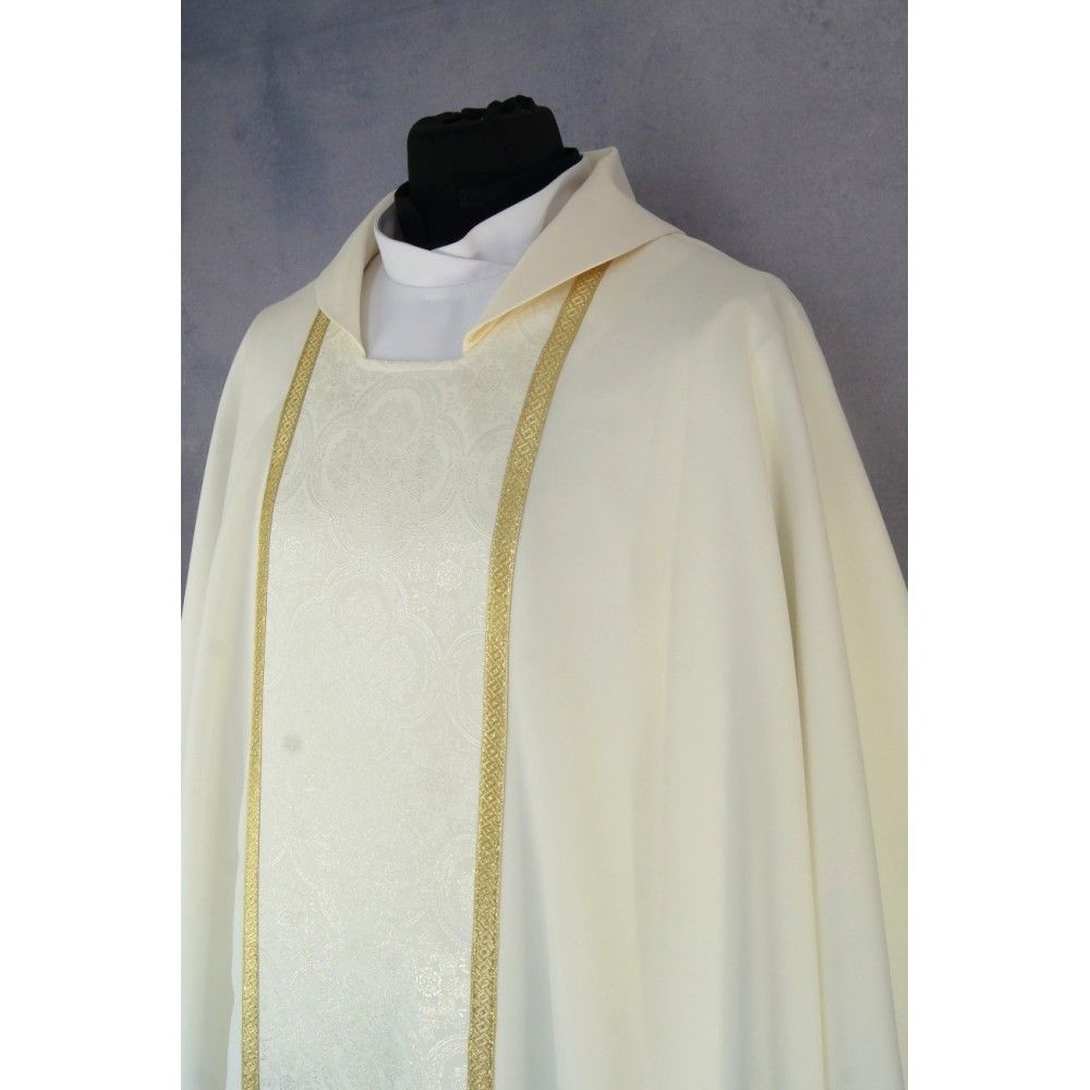 Ornat gotycki ecru, tkanina gładka, pas żakardowy (192K) - zdjęcie 2 - Ornat gotycki ecru, tkanina gładka, pas żakardowy (192K)