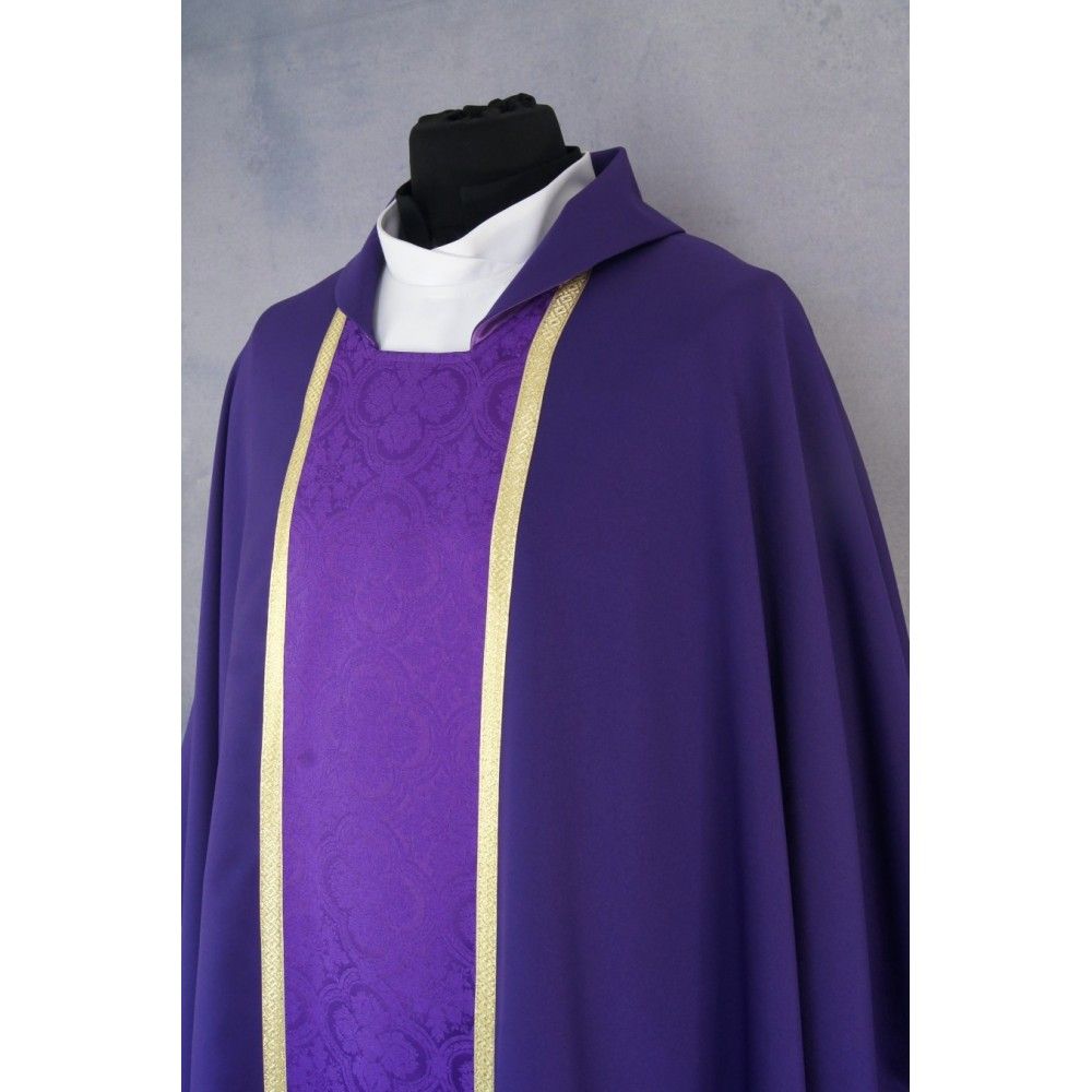 Ornat gotycki fioletowy, tkanina gładka, pas żakardowy (193K) - zdjęcie 2 - Ornat gotycki fioletowy, tkanina gładka, pas żakardowy (193K)