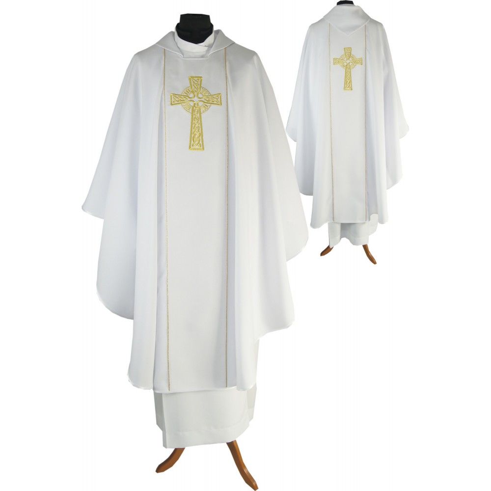 Ornat gotycki biały, tkanina gładka (201K)