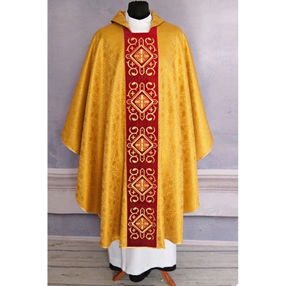 Ornat gotycki złoty, haftowany pas aksamit (206K) - zdjęcie 4 - Ornat gotycki złoty, haftowany pas aksamit (206K)